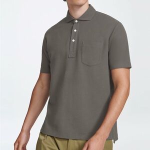 Handvaerk Pique Spread Collar Polo - Carbon